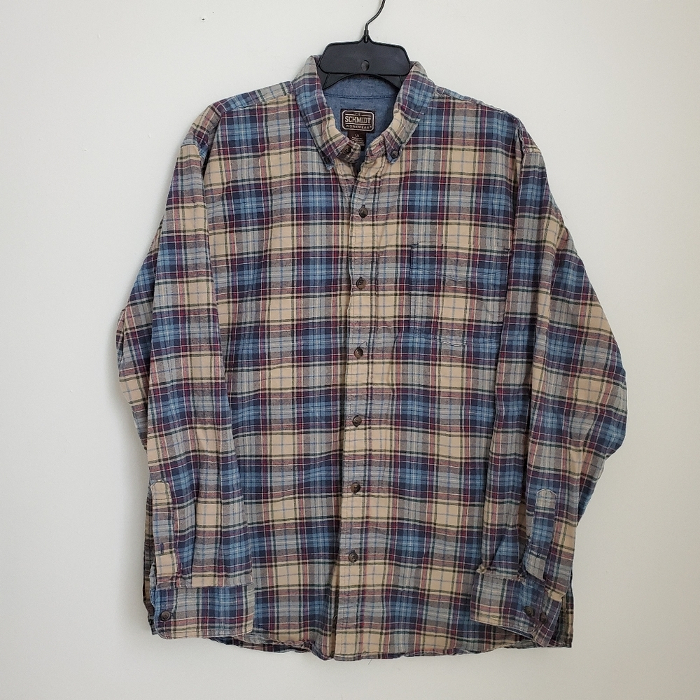 Schmidt Workwear Plaid Cotton Flannel Button Down Shirt